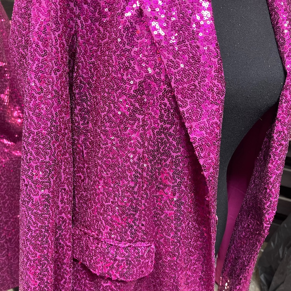 Fuchsia Sequin Blazer Jacket - Women's Sparkle Blazer - Picture 2 of 8